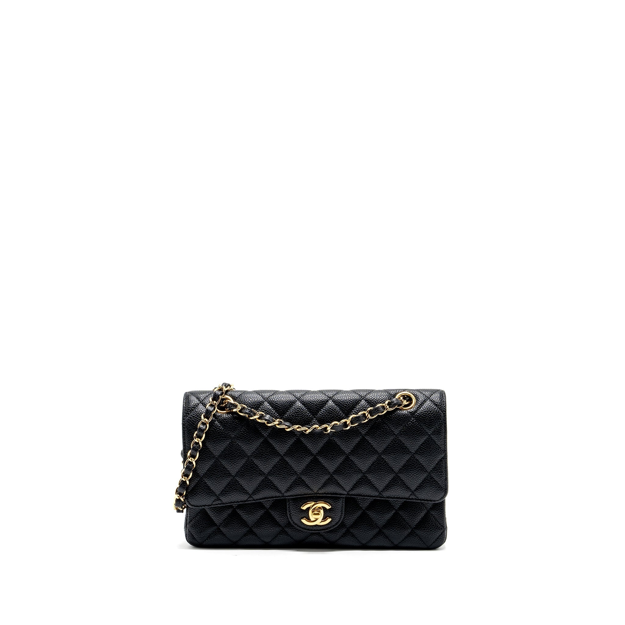 CHANEL MEDIUM CLASSIC DOUBLE FLAP BAG CAVIAR BLACK GHW