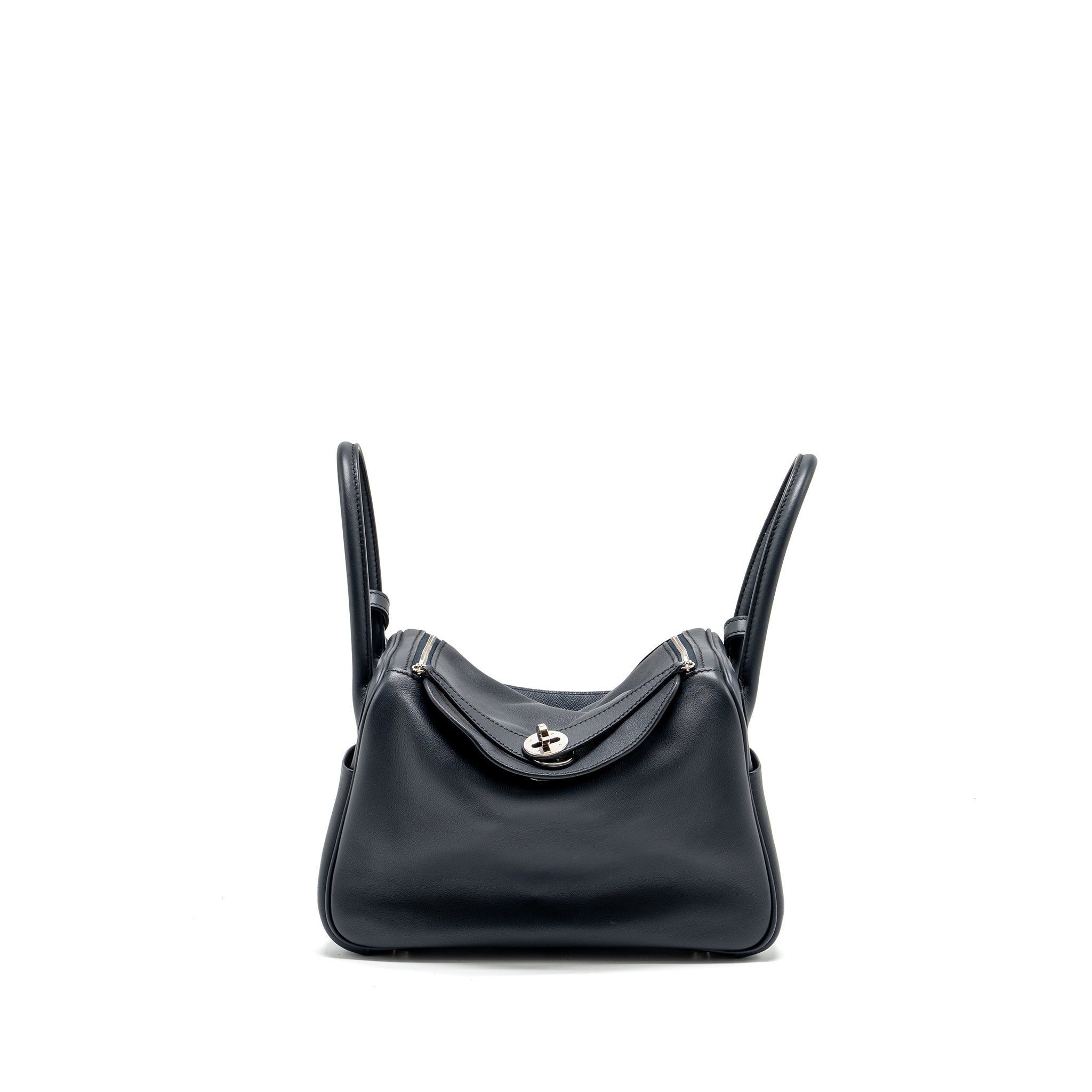 HERMES LINDY 26 SWIFT/EPSOM BLUE INDIGO WITH TRESSAGE STRAP SHW