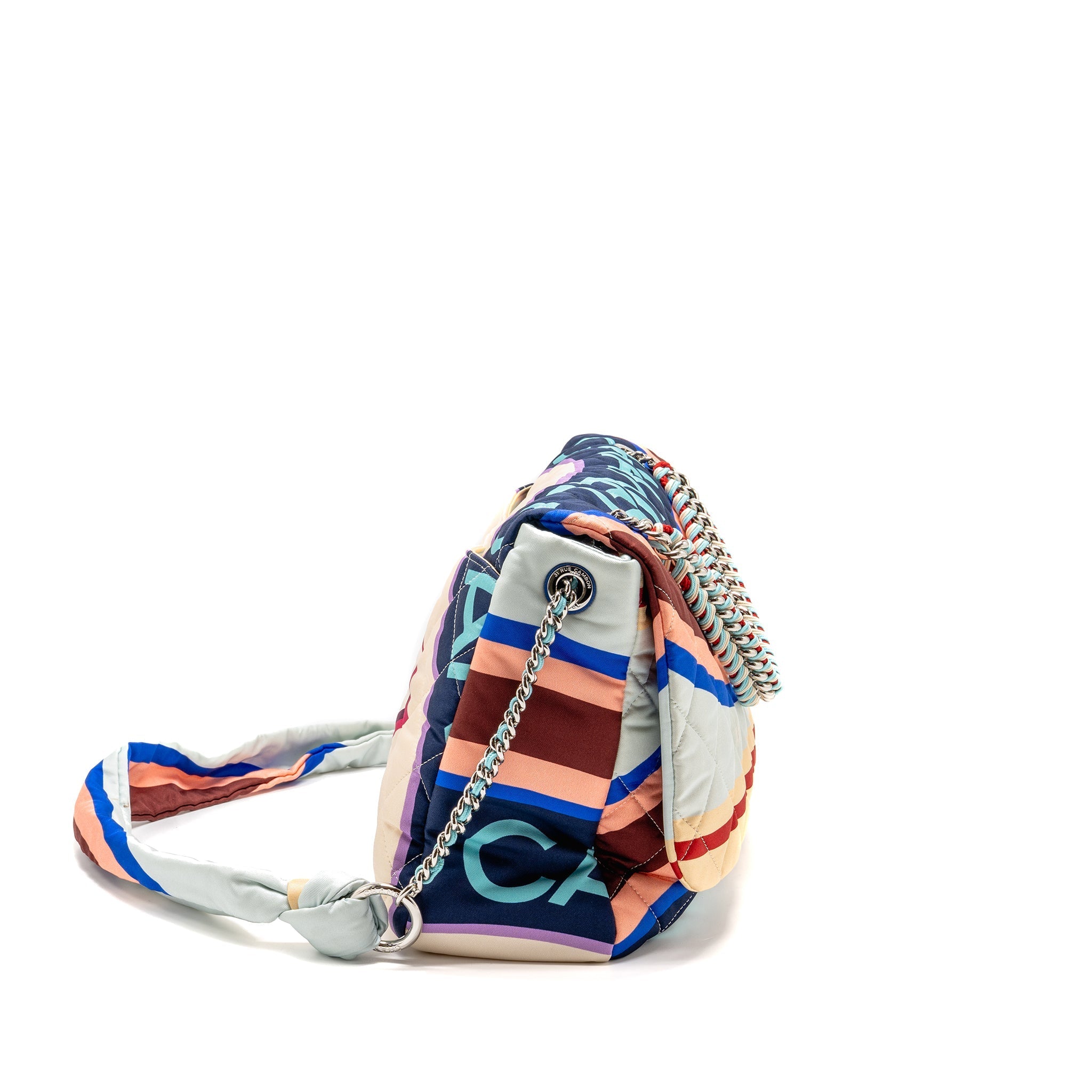 CHANEL LARGE QUILTED SINGLE FLAP BAG FABRIC MULTICOLOUR SHW