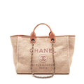CHANEL DEAUVILLE TOTE BAG CANVAS/ CALFSKIN PINK SHW