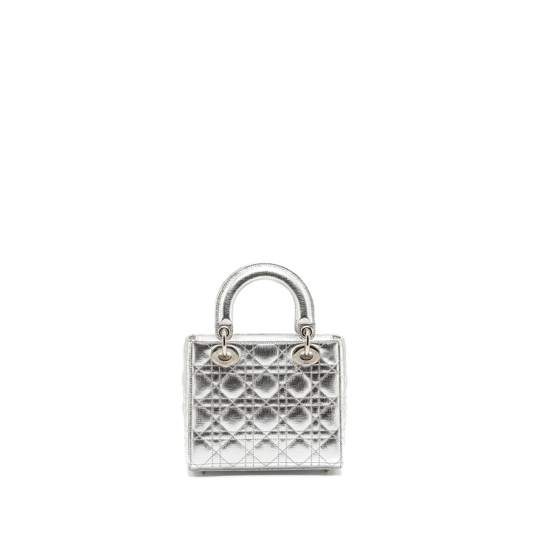 DIOR SMALL MY ABC LADY DIOR CANNAGE CALFSKIN METALLIC SILVER SHW