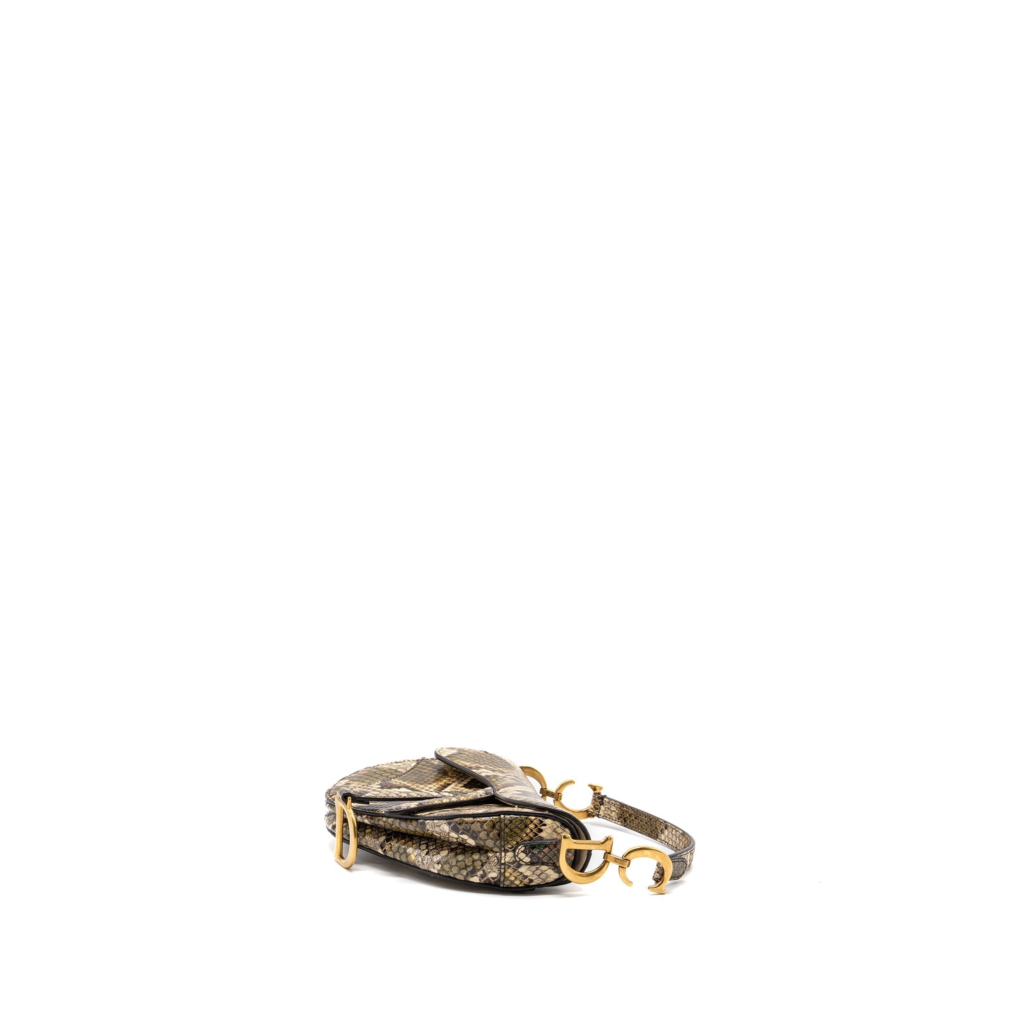 DIOR MINI SADDLE BAG PYTHON MULTICOLOUR GHW