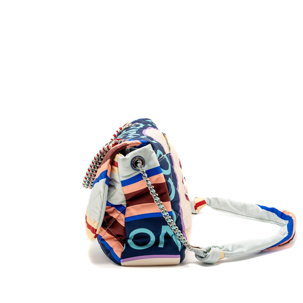 CHANEL LARGE QUILTED SINGLE FLAP BAG FABRIC MULTICOLOUR SHW