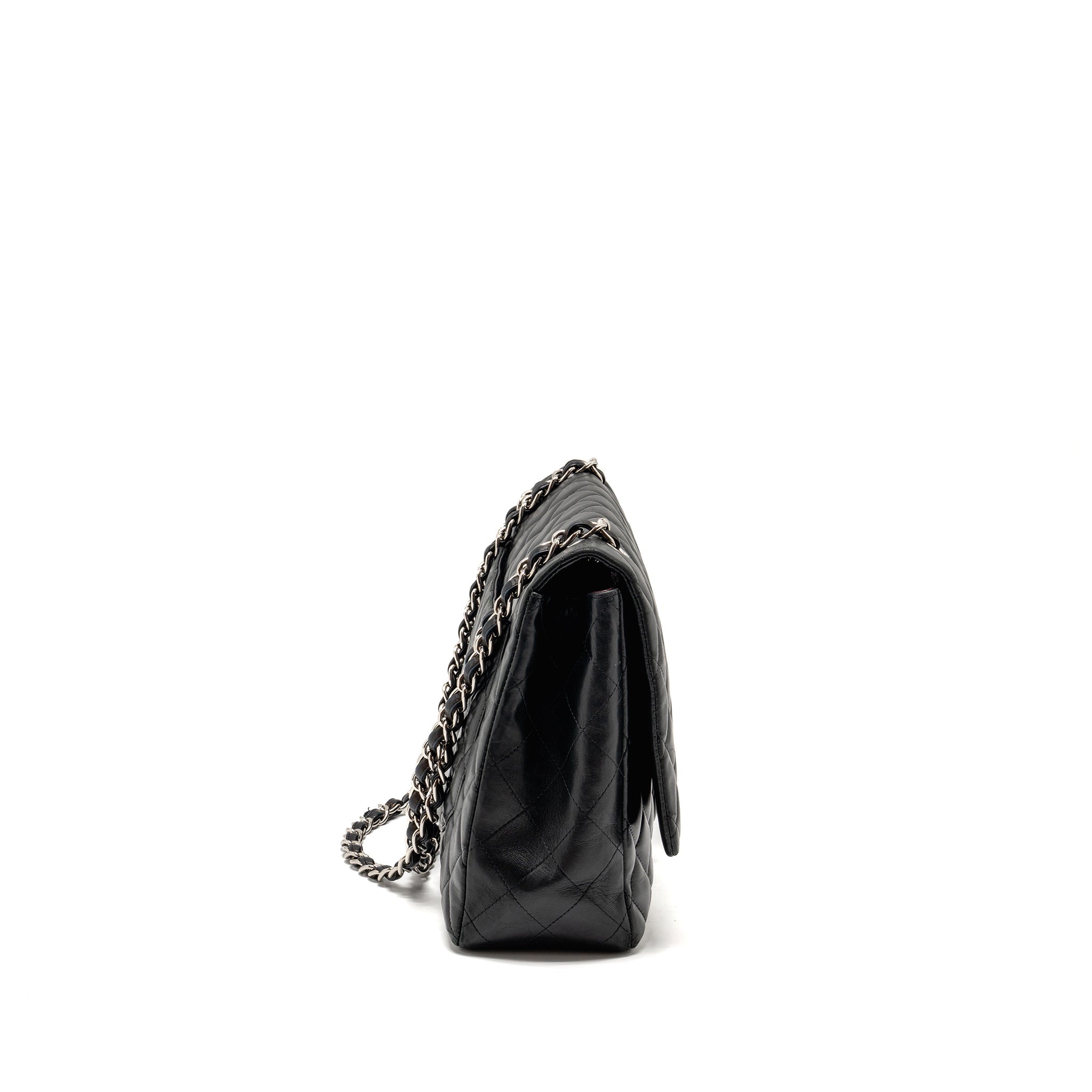 CHANEL MAXI CLASSIC SINGLE FLAP BAG LAMBSKIN BLACK SHW