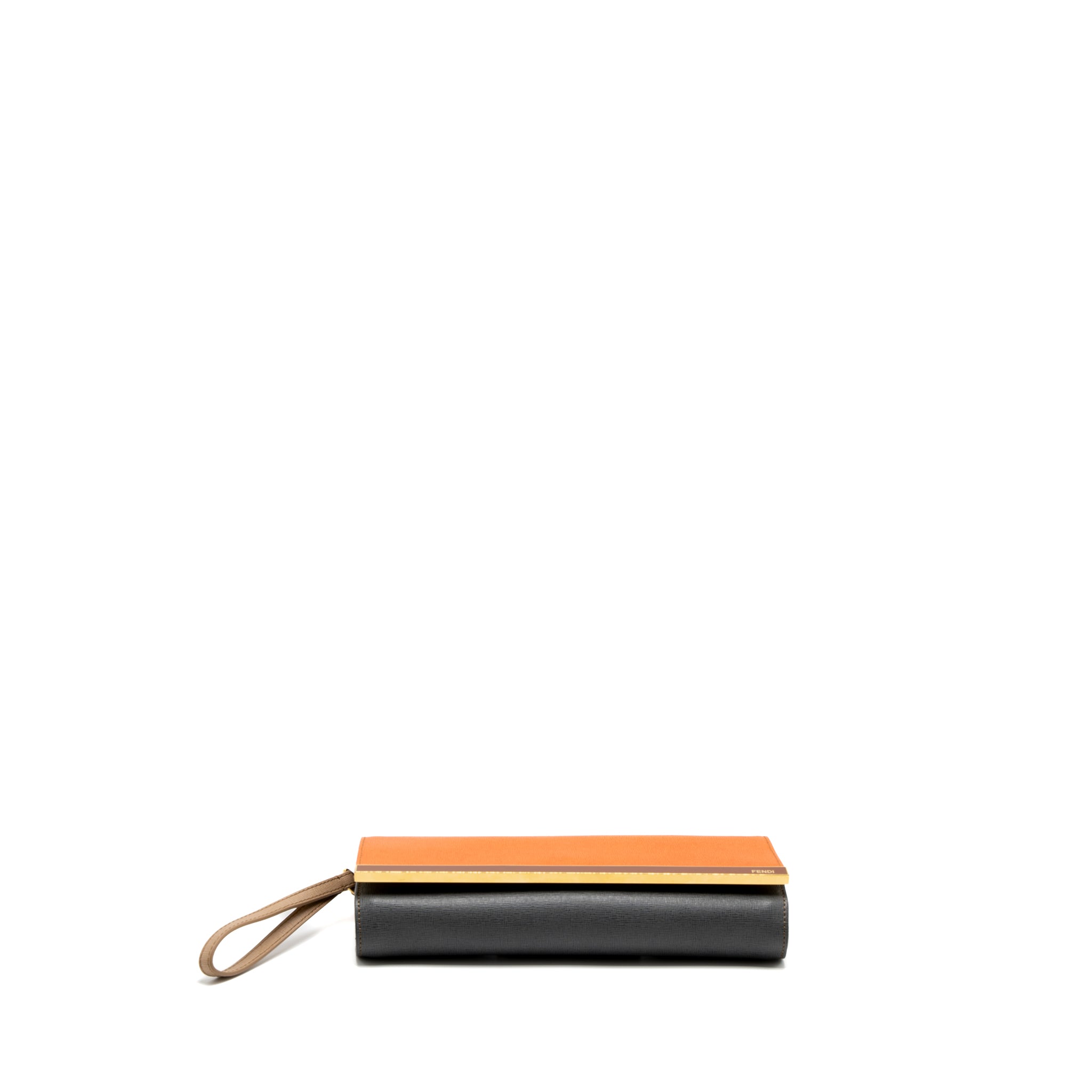 FENDI FLAP CLUTCH CALFSKIN ORANGE/MULTICOLOUR GHW