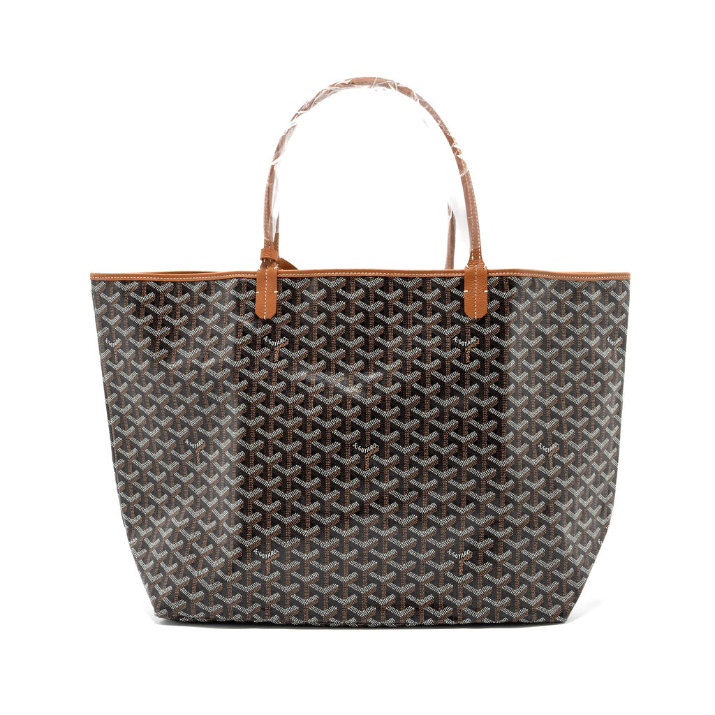 GOYARD SAINT LOUIS GM TOTE BAG CANVAS/ LEATHER BLACK/ TAN SHW