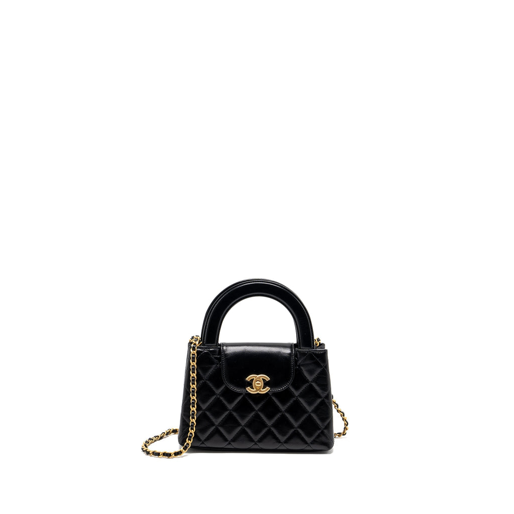 CHANEL 24P MINI SHOPPING TOTE/ KELLY BAG CALFSKIN BLACK GHW (MICROCHIP)
