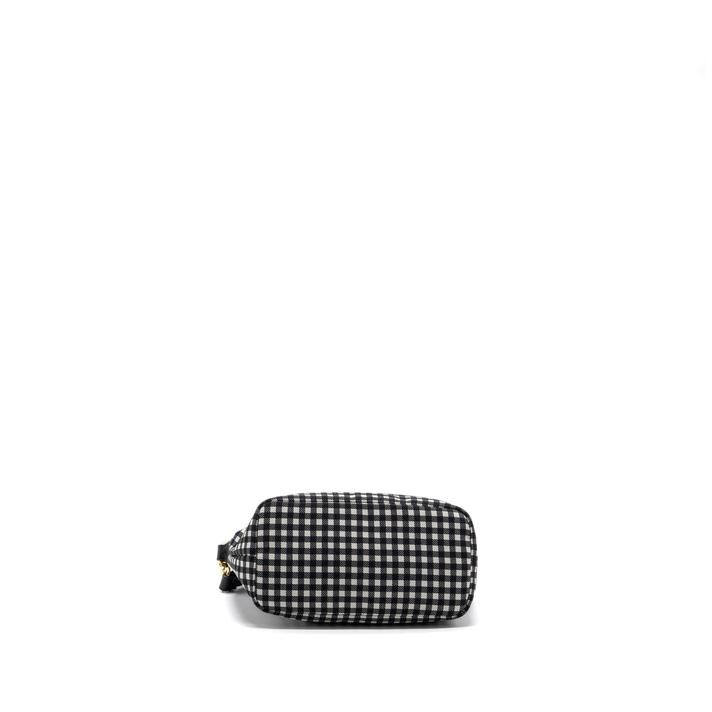 MIU MIU SPIRIT PRINTED FAILLE MINI-BAG NYLON BLACK / WHITE GHW