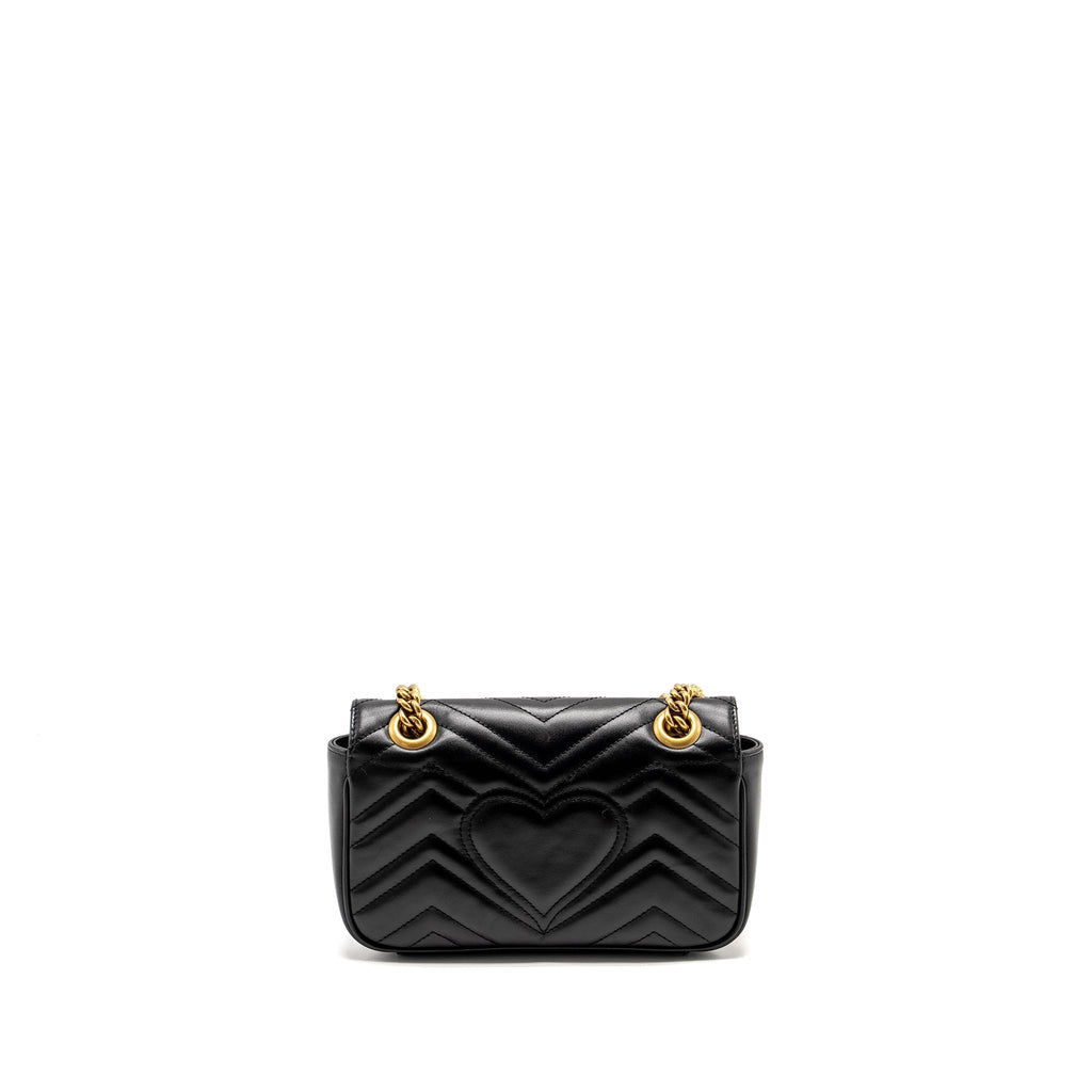 GUCCI MINI GG MARMONT SHOULDER BAG CALFSKIN BLACK GHW