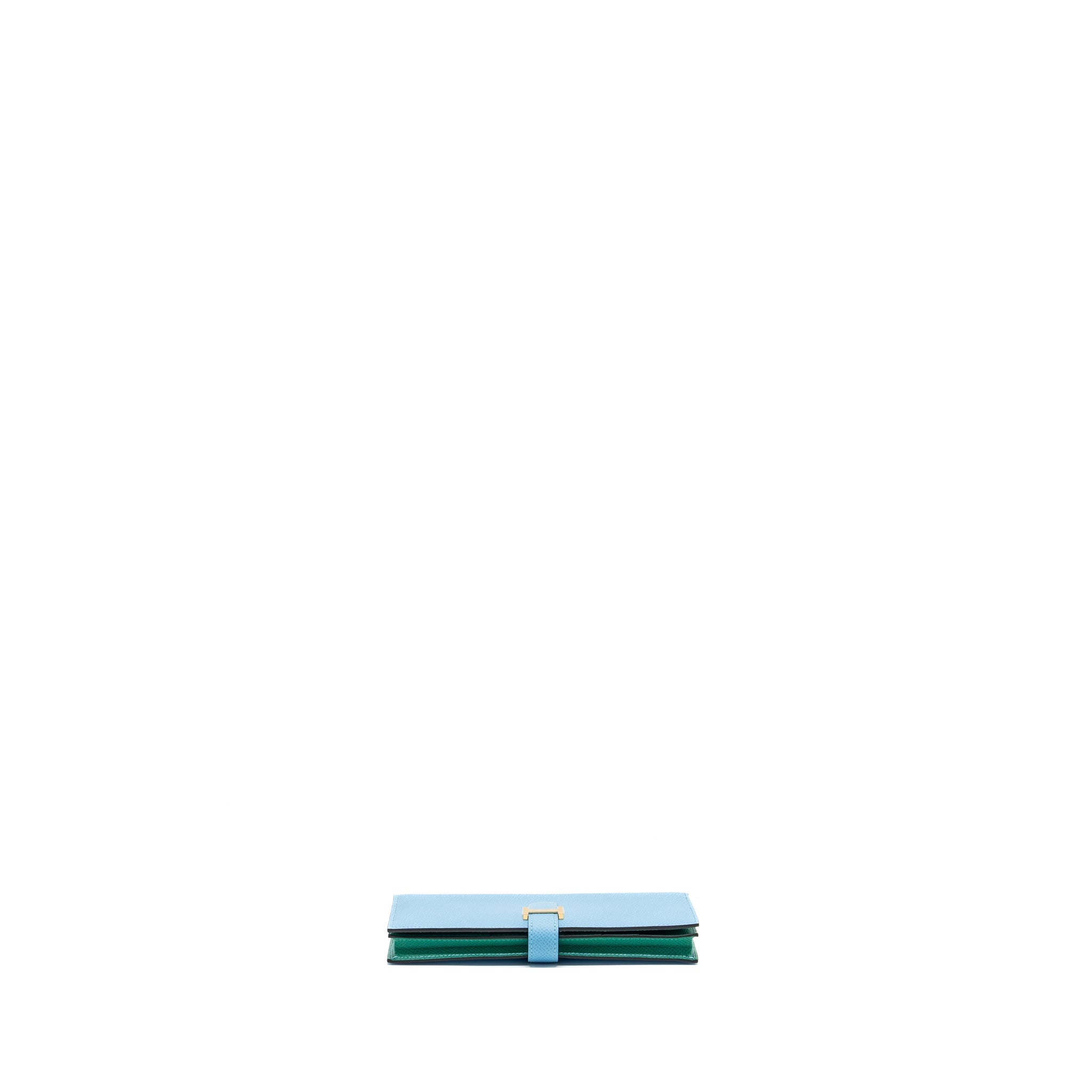 HERMES BEARN WALLET EPSOM BLUE/GREEN GHW