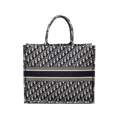 DIOR LARGE BOOK TOTE BLUE OBLIQUE EMBROIDERY
