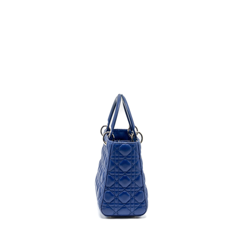 DIOR MEDIUM LADY DIOR LAMBSKIN BLUE SHW