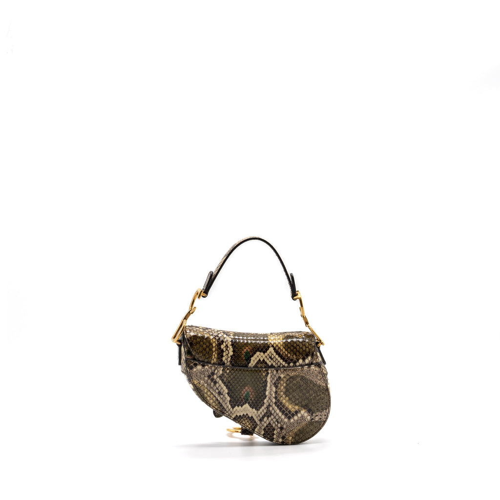 DIOR MINI SADDLE BAG PYTHON MULTICOLOUR GHW