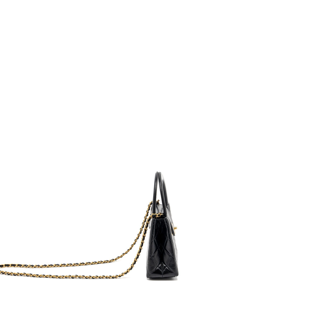 CHANEL 24P MINI SHOPPING TOTE/ KELLY BAG CALFSKIN BLACK GHW (MICROCHIP)