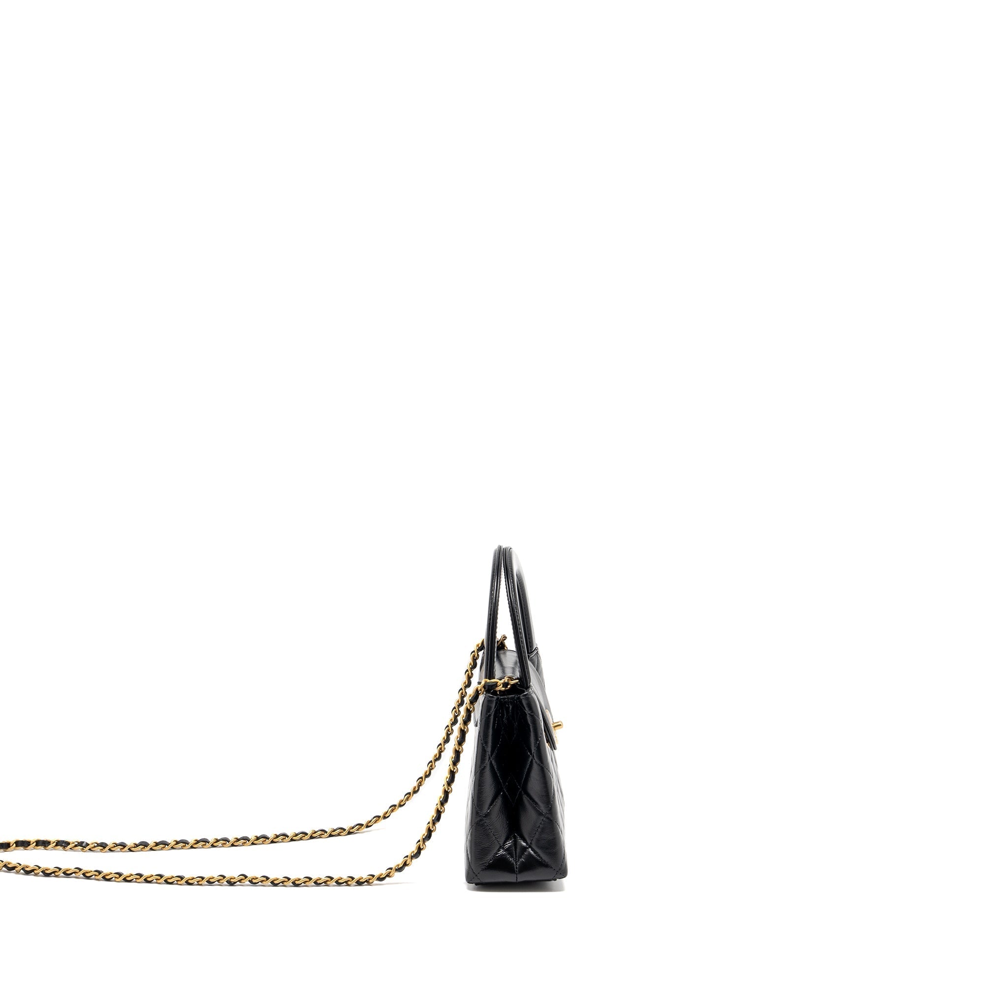 CHANEL 24P MINI SHOPPING TOTE/ KELLY BAG CALFSKIN BLACK GHW (MICROCHIP)