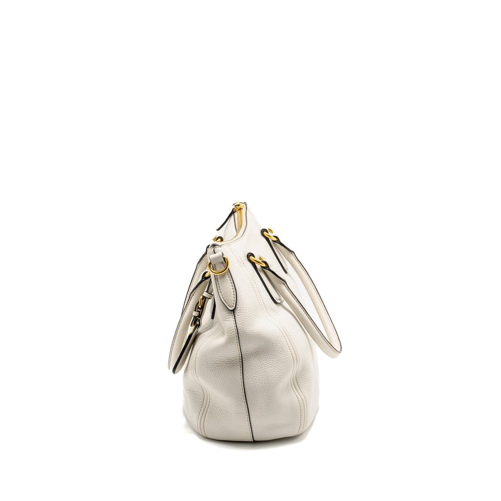 PRADA VITELLO DAINO BAG LEATHER WHITE GHW