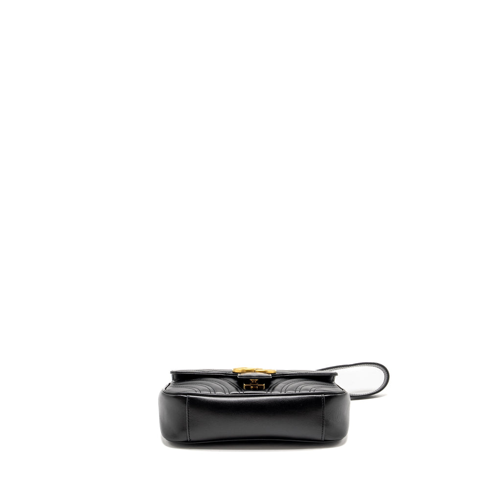 GUCCI MINI GG MARMONT SHOULDER BAG CALFSKIN BLACK GHW