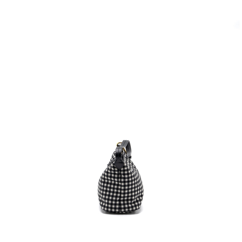 MIU MIU SPIRIT PRINTED FAILLE MINI-BAG NYLON BLACK / WHITE GHW
