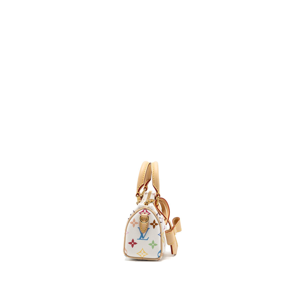 LOUIS VUITTON TAKASHI MURAKAMI NANO SPEEDY MULTICOLOURED MONOGRAM CANVAS WHITE GHW