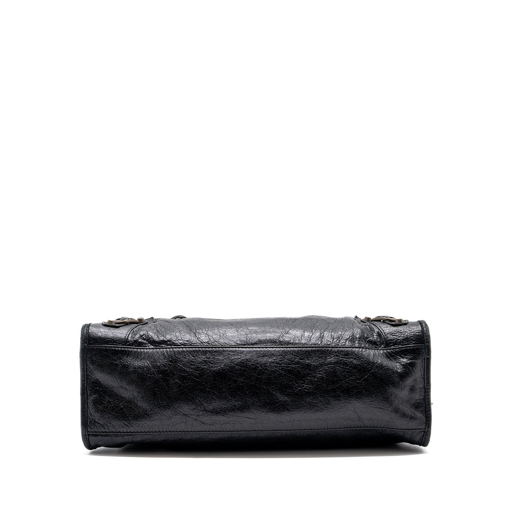 BALENCIAGA CLASSIC CITY BAG LEATHER BLACK RUTHENIUM GOLD HARDWARE