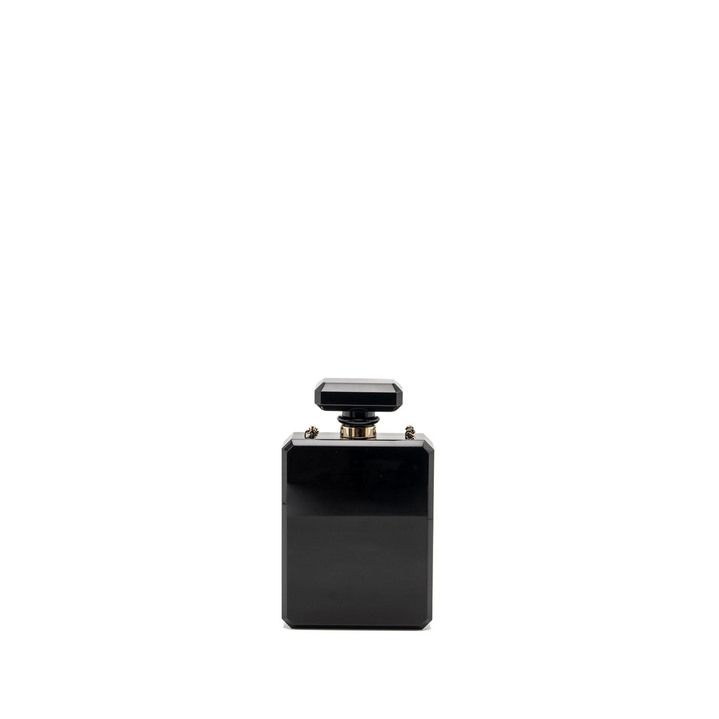CHANEL 17A PERFUME BOTTLE CLUTCH EVENING BAG BLACK / BRONZE LGHW