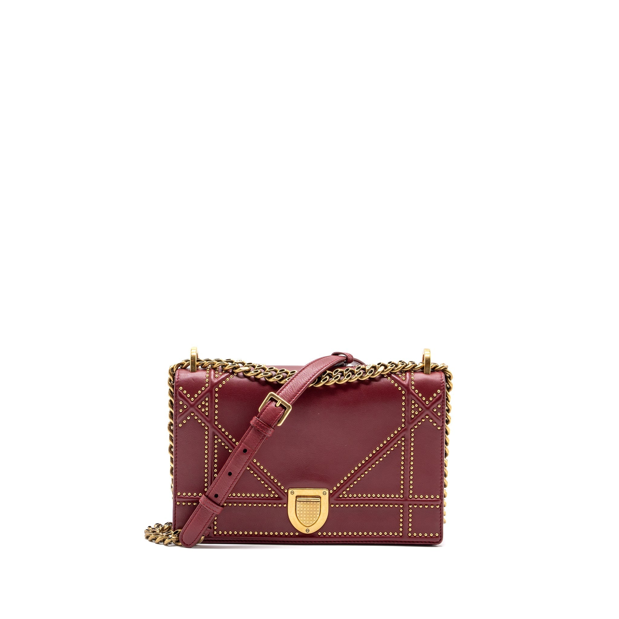 DIOR MEDIUM DIORAMA STUDDED LAMBSKIN RED GHW