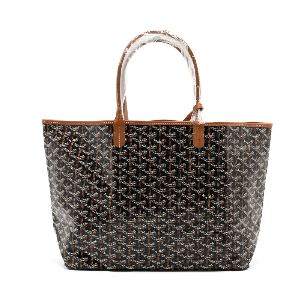 GOYARD SAINT LOUIS PM TOTE CANVAS BLACK/ BROWN SHW