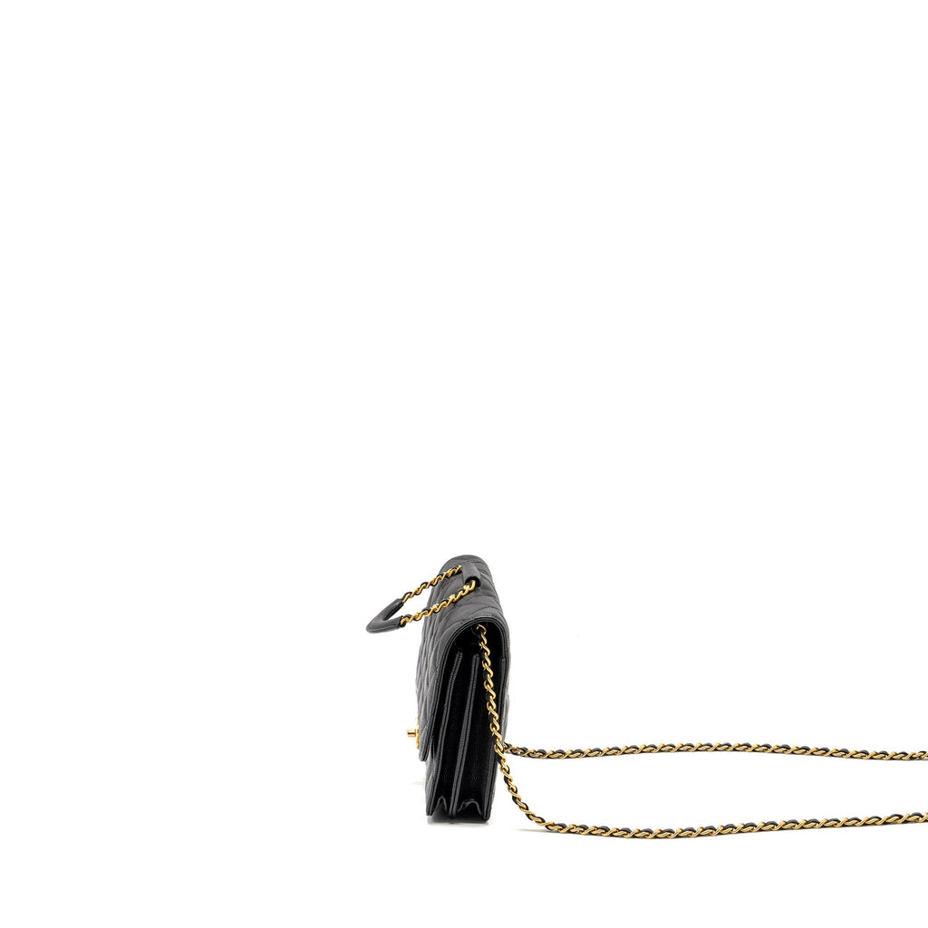 CHANEL CIRCULAR HANDLE QUILTED FLAP BAG CAVIAR BLACK GHW