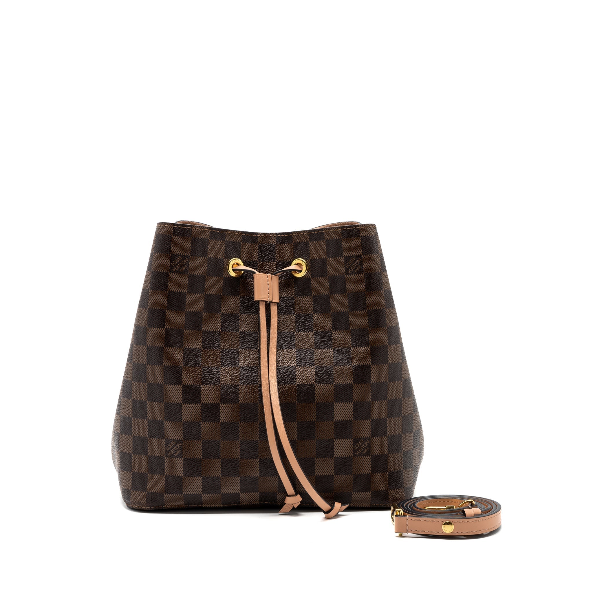 LOUIS VUITTON NEONOE MM DAMIER EBENE CANVAS LIGHT PINK GHW