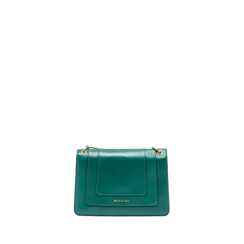 BVLGARI SERPENTI FOREVER FLAP BAG CALFSKIN GREEN GHW