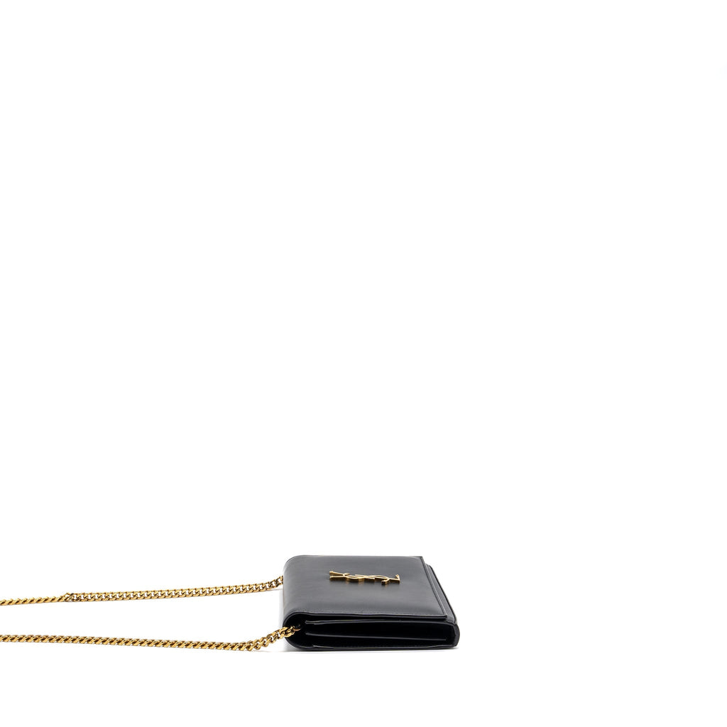 SAINT LAURENT FLAP CHAIN BAG LAMBSKIN BLACK GHW