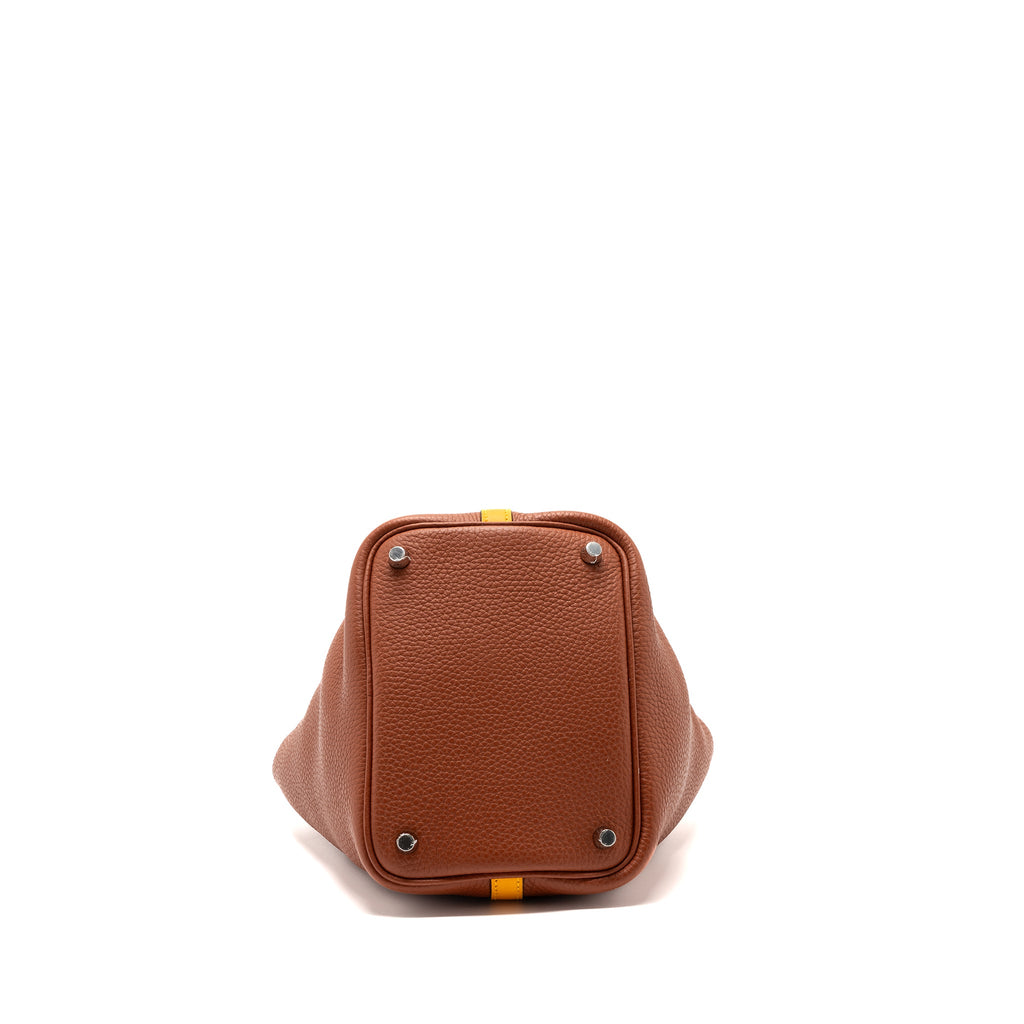 HERMES PICOTIN 18 LOCK BAG CLEMENCE CUIVE / JAUNE D’OR SHW