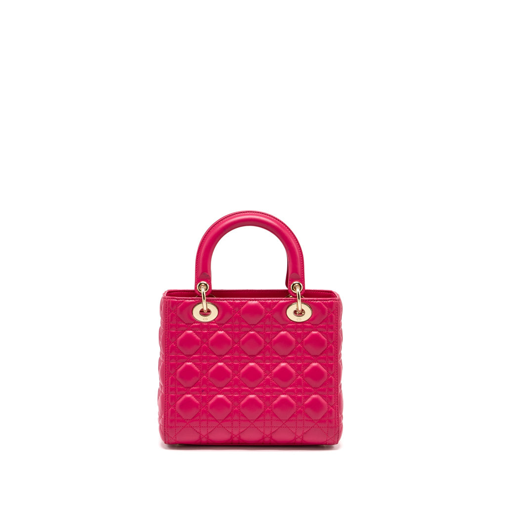 DIOR MEDIUM LADY DIOR LAMBSKIN PINK LGHW