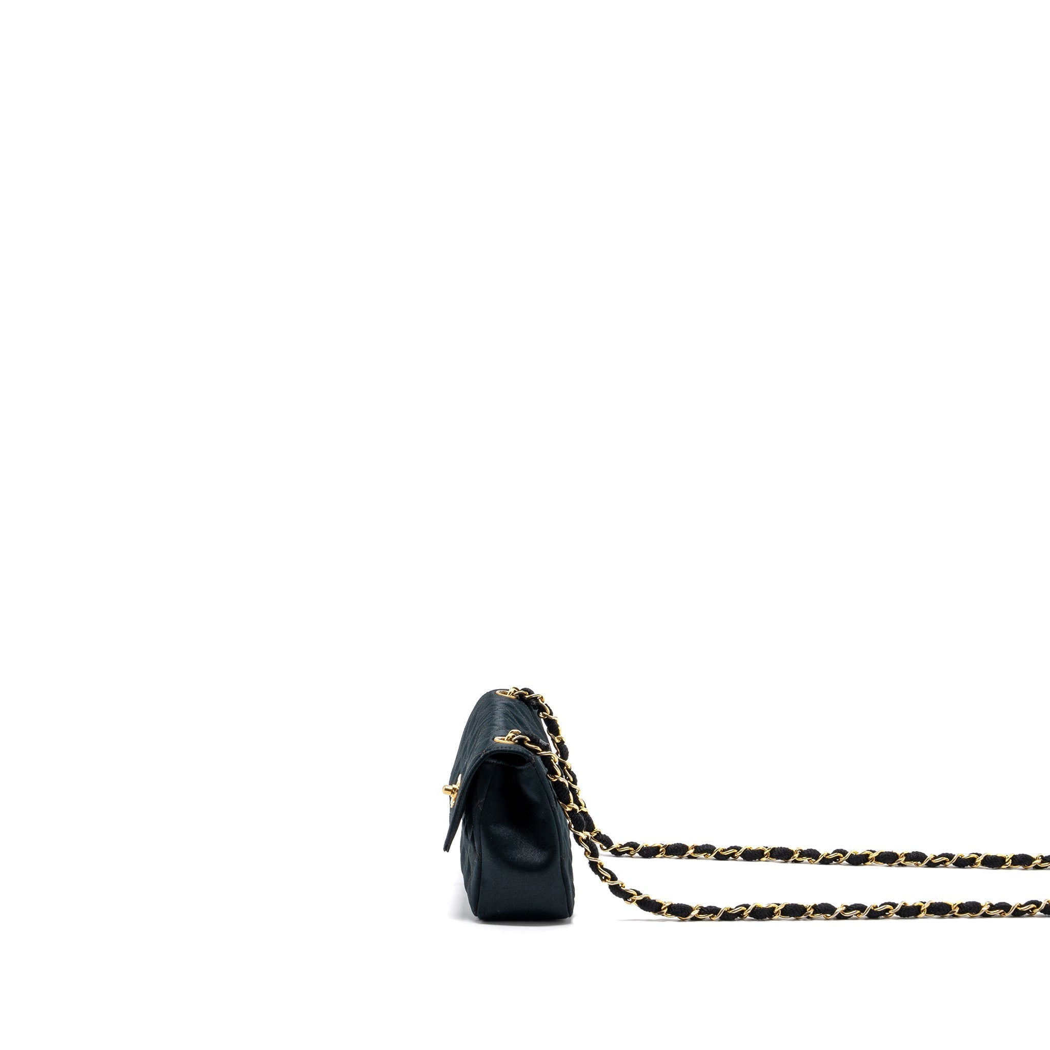 CHANEL VINTAGE FLAP BAG SATIN BLACK GHW