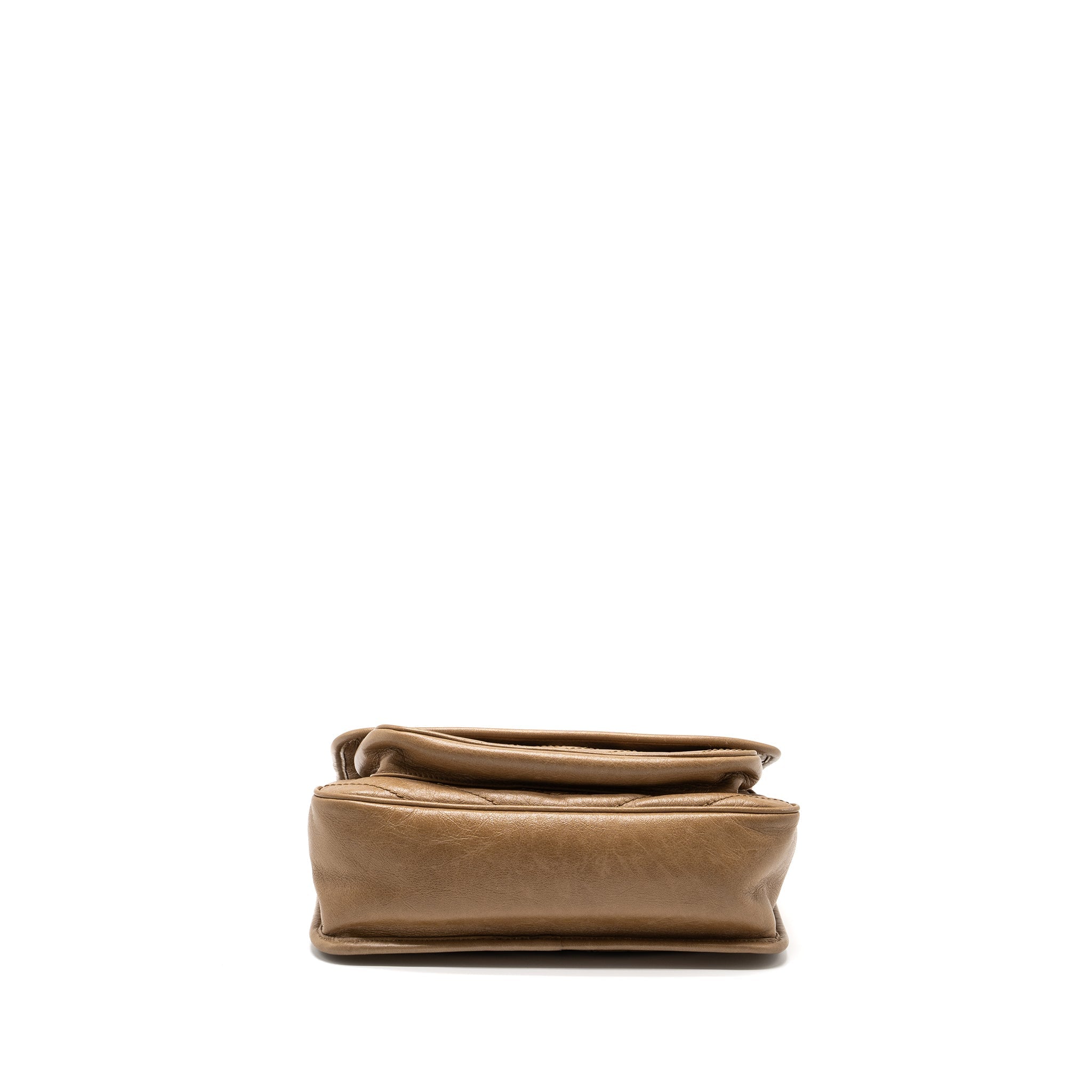SAINT LAURENT MEDIUM NIKI BAG CRINKLED CALFSKIN DARK BEIGE RUTHENIUM HARDWARE