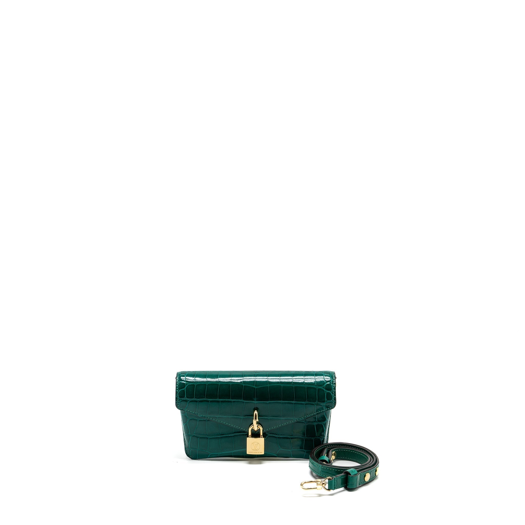 LOUIS VUITTON PADLOCK ON STRAP CROCODILE BRILLANT GREEN GHW