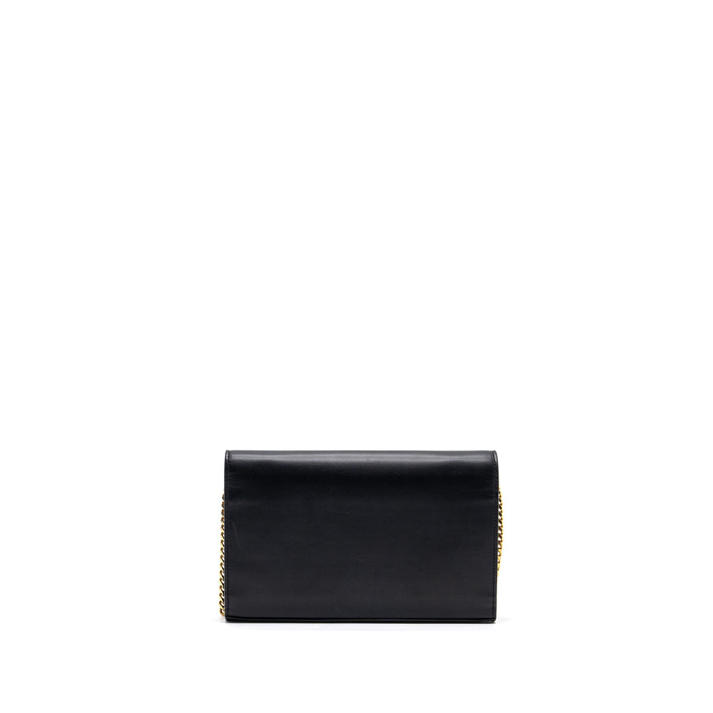 SAINT LAURENT FLAP CHAIN BAG LAMBSKIN BLACK GHW