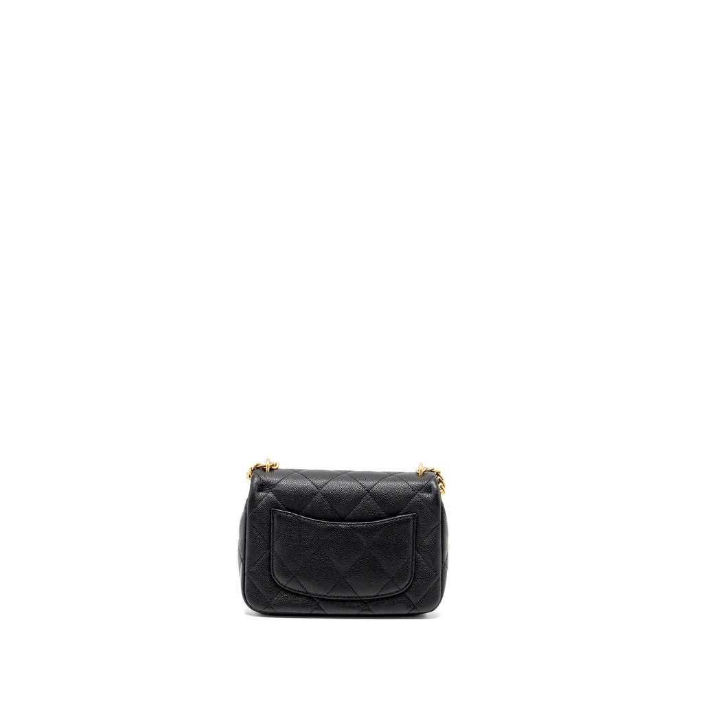 CHANEL 24P COCO LOVE SMALL FLAP BAG ADJUSTABLE CHAIN CAVIAR BLACK BRUSH GHW (MICROCHIP)