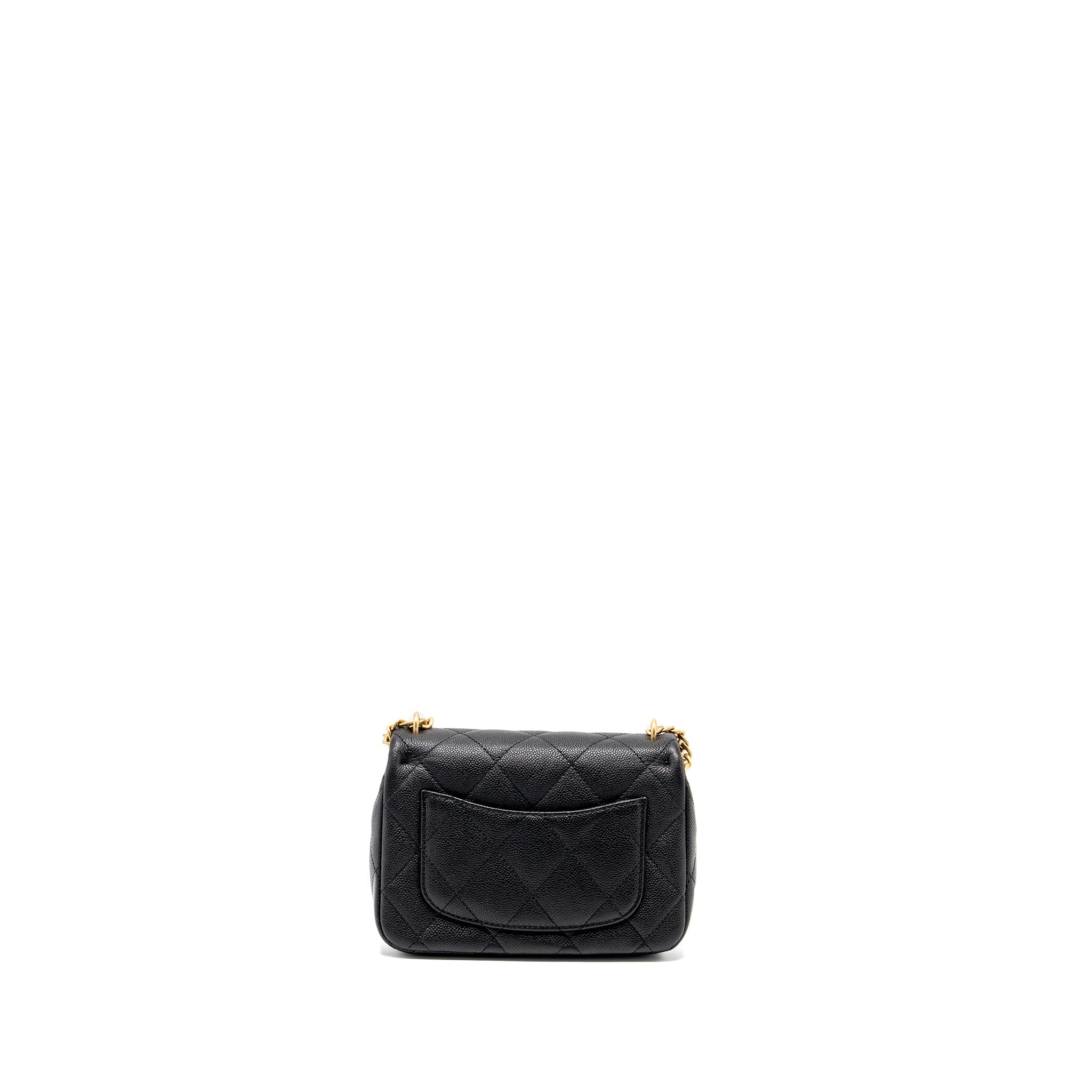 CHANEL 24P COCO LOVE SMALL FLAP BAG ADJUSTABLE CHAIN CAVIAR BLACK BRUSH GHW (MICROCHIP)