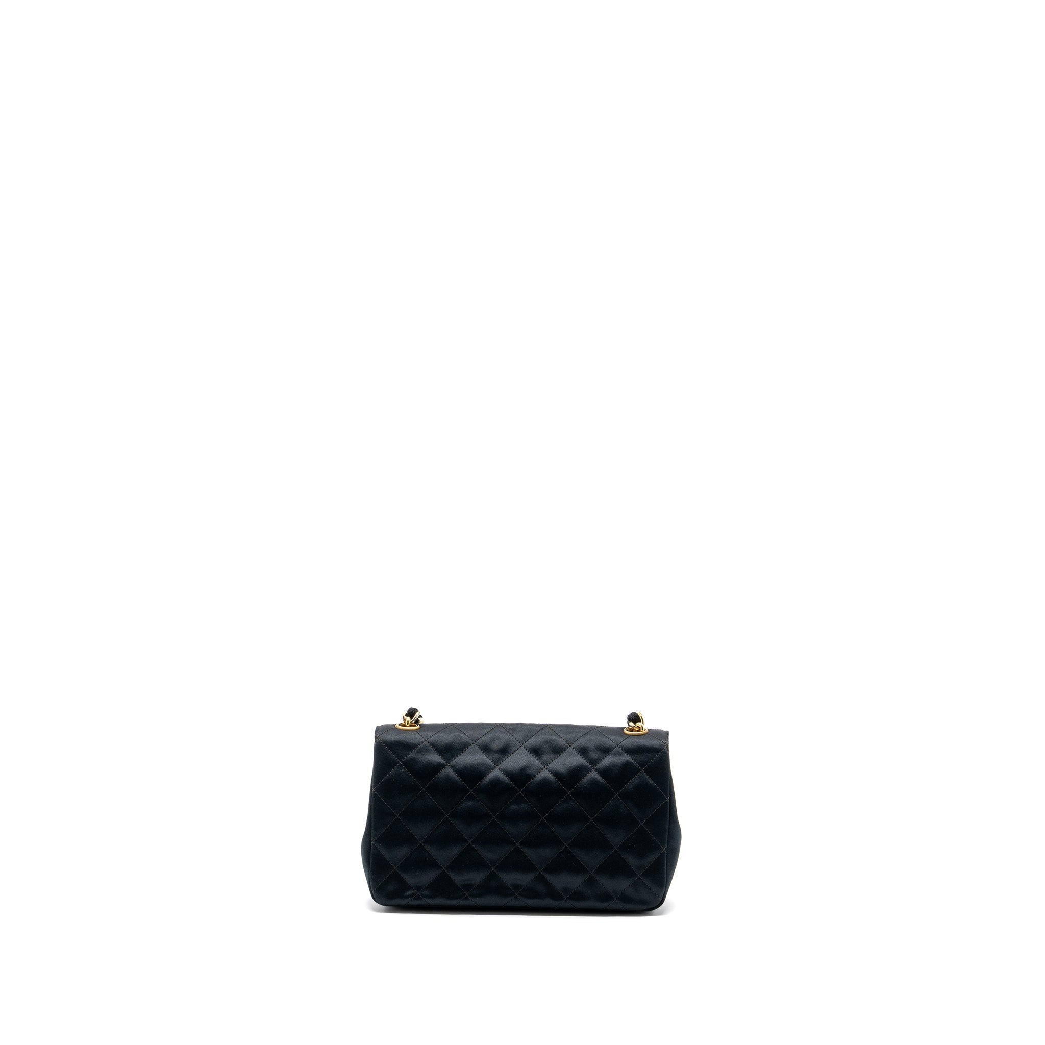 CHANEL VINTAGE FLAP BAG SATIN BLACK GHW
