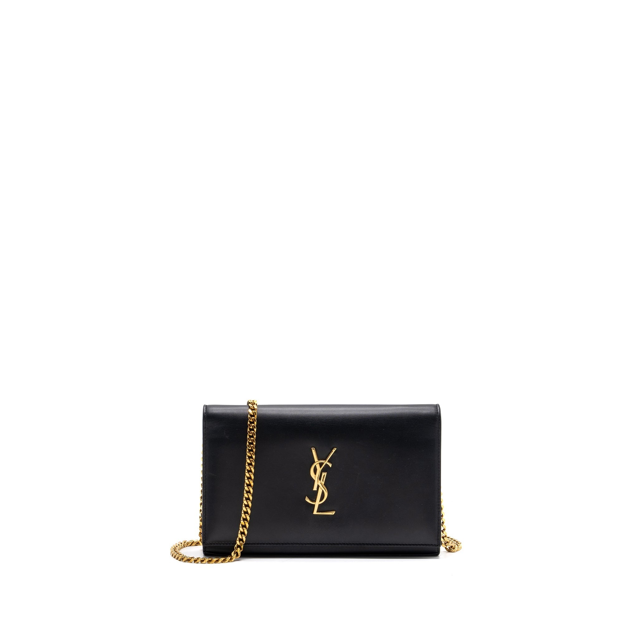 SAINT LAURENT FLAP CHAIN BAG LAMBSKIN BLACK GHW