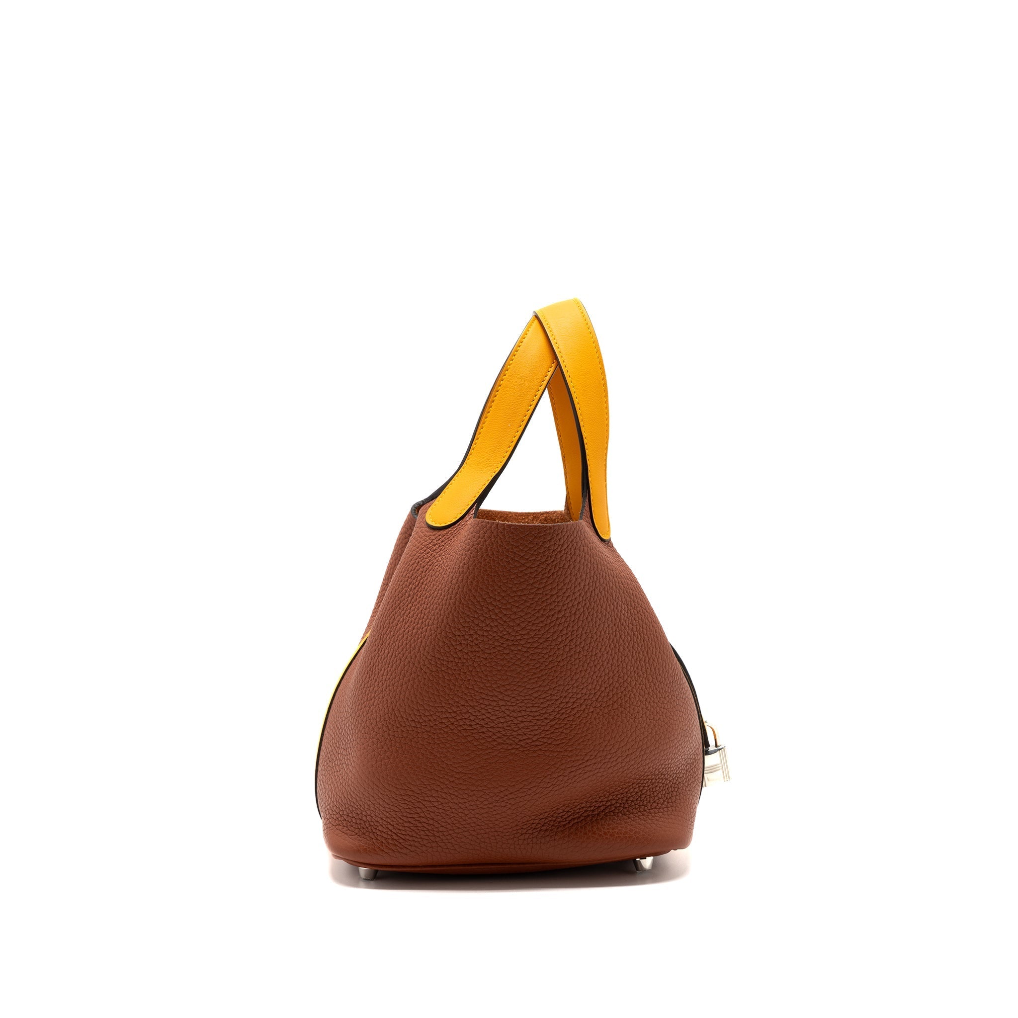 HERMES PICOTIN 18 LOCK BAG CLEMENCE CUIVE / JAUNE D’OR SHW