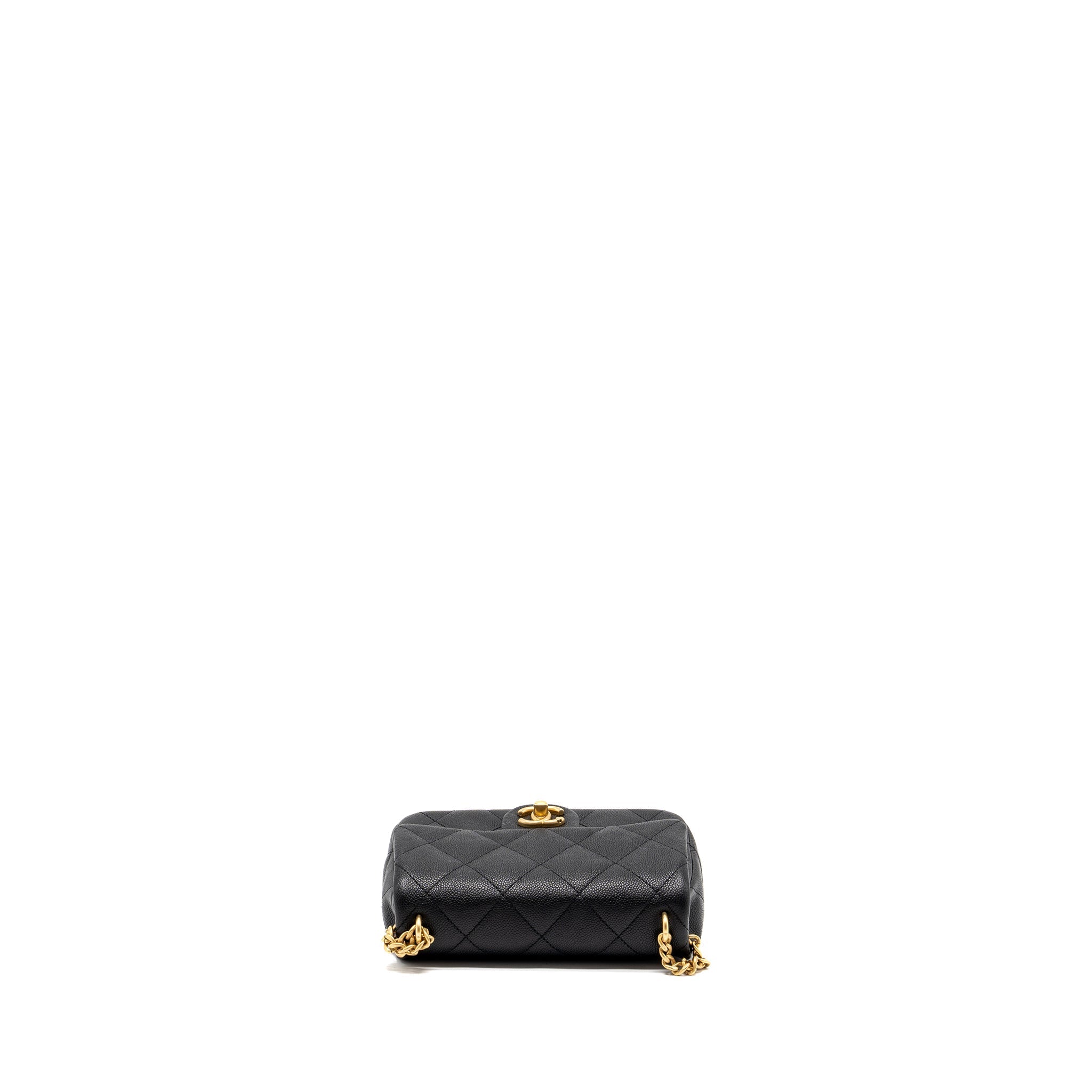 CHANEL 24P COCO LOVE SMALL FLAP BAG ADJUSTABLE CHAIN CAVIAR BLACK BRUSH GHW (MICROCHIP)