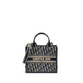 DIOR SMALL BOOK TOTE BLUE OBLIQUE EMBROIDERY/CALFSKIN GHW