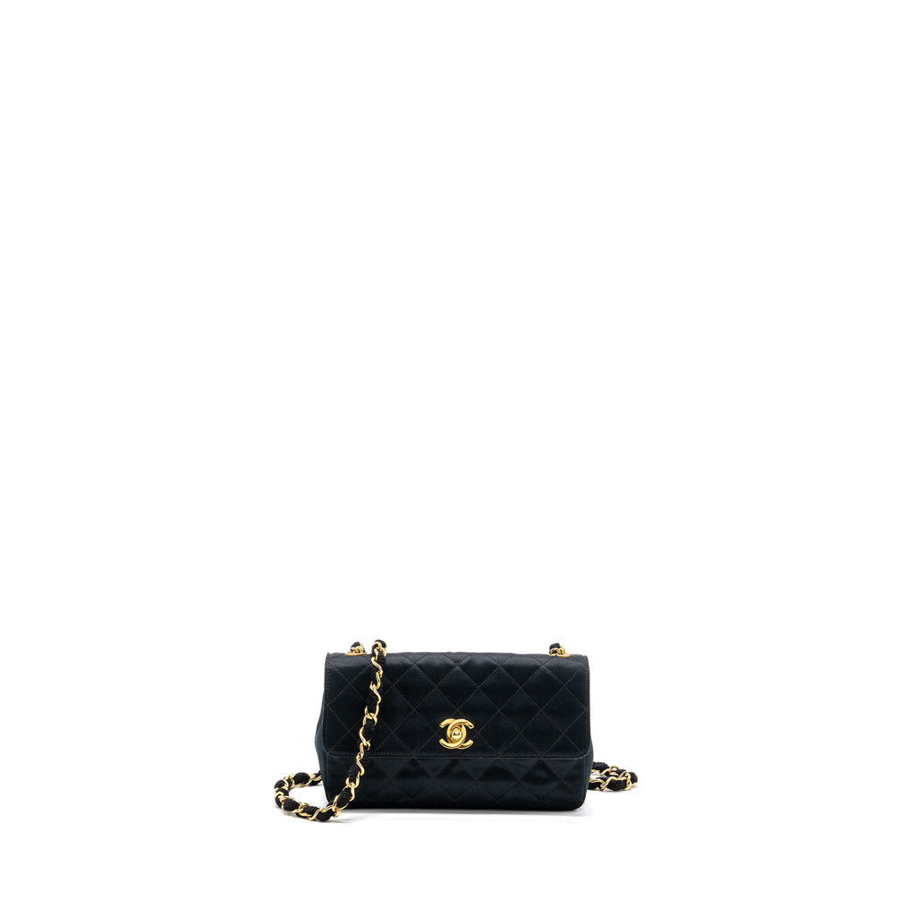 CHANEL VINTAGE FLAP BAG SATIN BLACK GHW