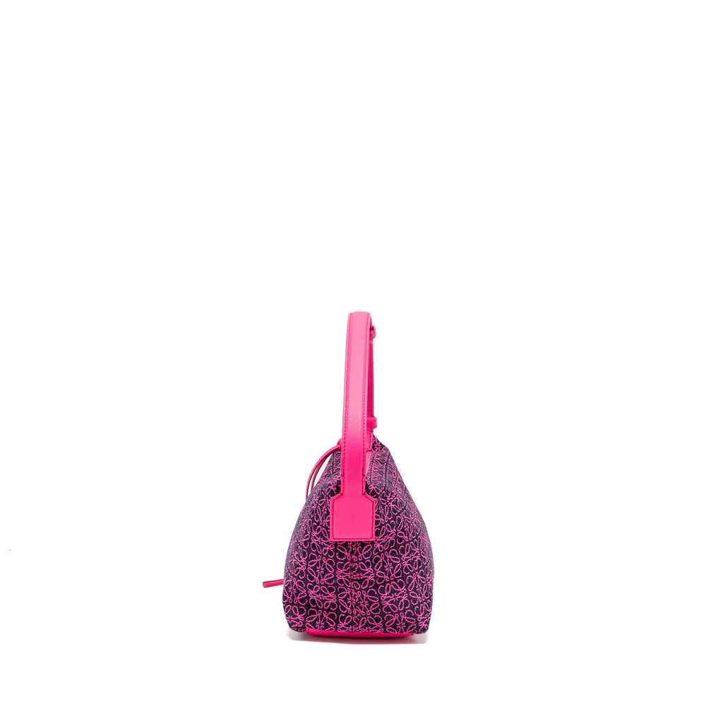 LOEWE SMALL CUBI BAG ANAGRAM JACQUARD/CALFSKIN PINK/ BLACK GHW