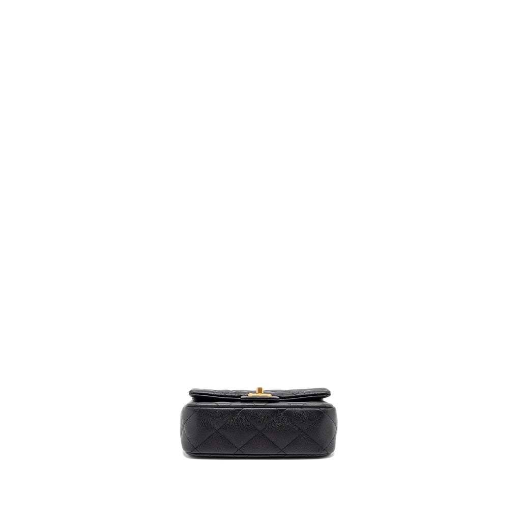 CHANEL 24P COCO LOVE SMALL FLAP BAG ADJUSTABLE CHAIN CAVIAR BLACK BRUSH GHW (MICROCHIP)