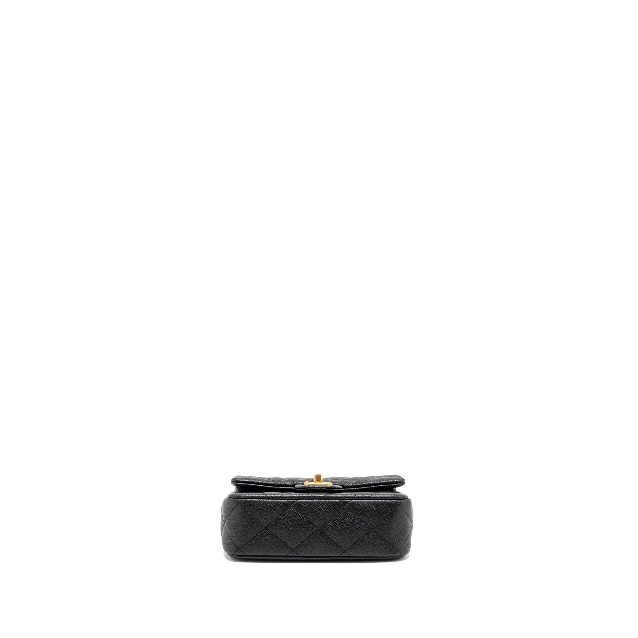 CHANEL 24P COCO LOVE SMALL FLAP BAG ADJUSTABLE CHAIN CAVIAR BLACK BRUSH GHW (MICROCHIP)