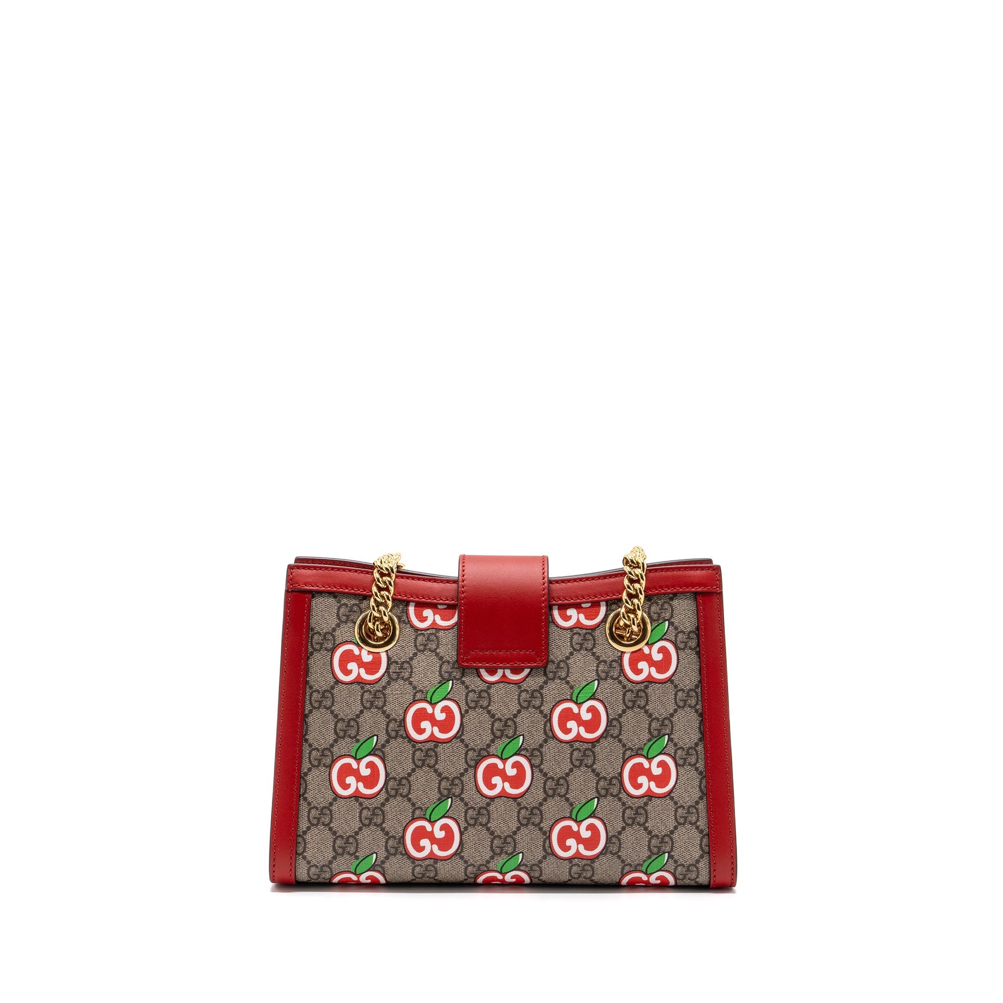GUCCI SMALL PADLOCK SHOULDER BAG GG SUPREME CANVAS RED GHW