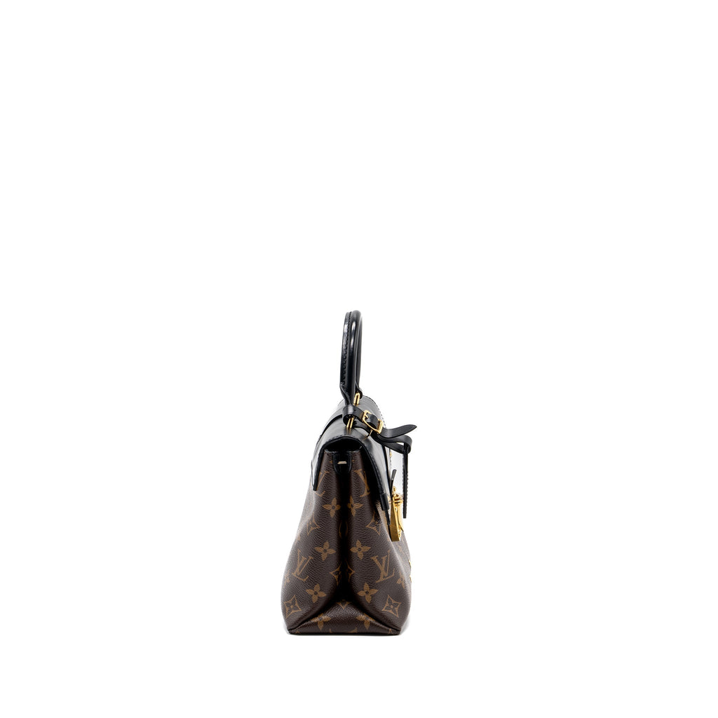 LOUIS VUITTON TOP HANDLE FLAP BAG MONOGRAM CANVAS / CALFSKIN BLACK GHW